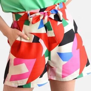 Lili Sidonio Geo Mod High Waist Shorts Women’s L NWT Colorful
